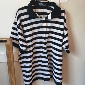 Polo by Ralph Lauren, black and white striped.